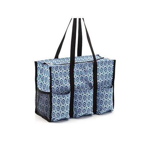 2021 Zipper Organizing Utility Tote Bag with Multiple Exterior Interior Pockets for Women Canvas Bag Handle Bag Blue Mark Shopify Store.